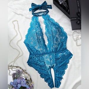 Elegant Teal Lace Bodysuit